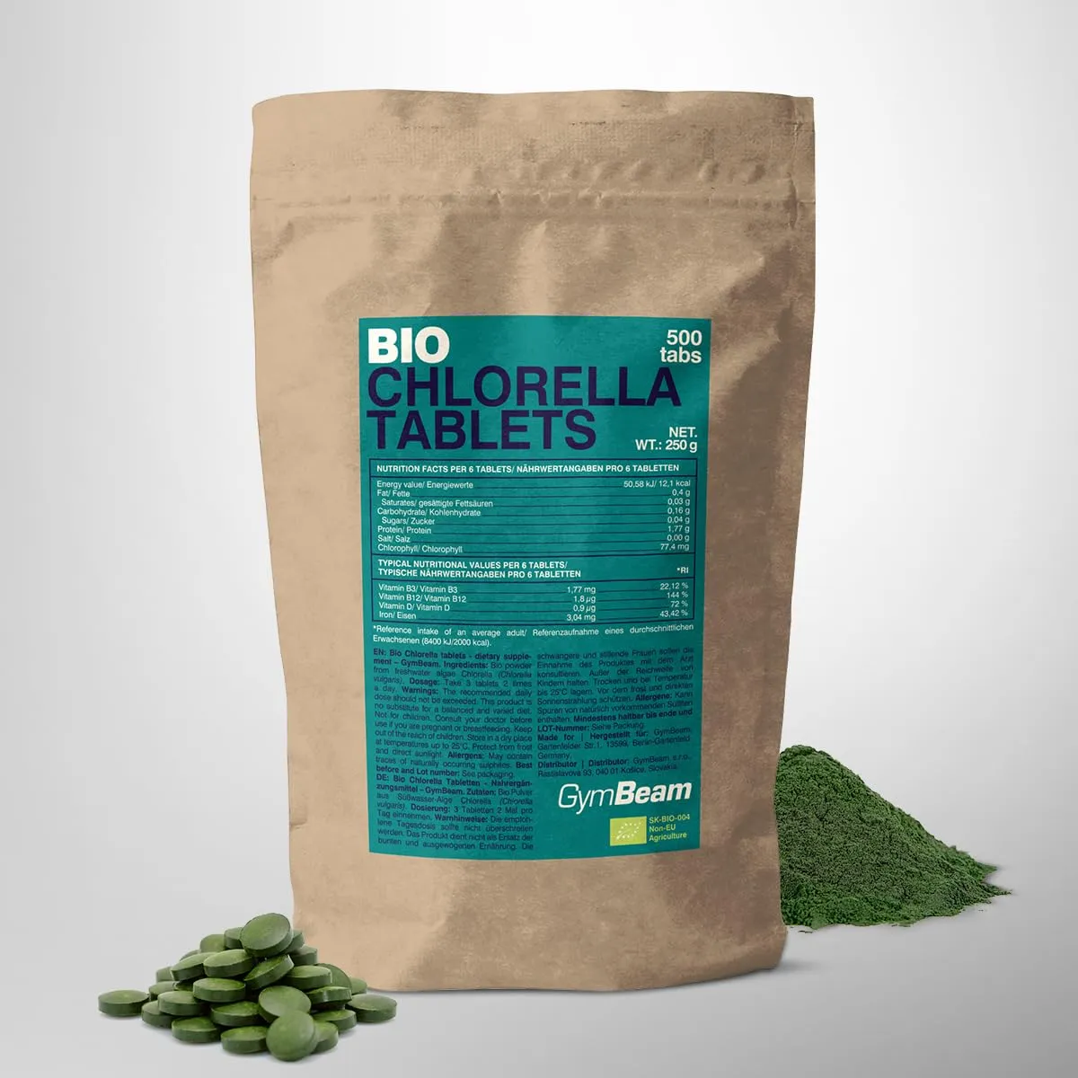 GymBeam Bio Chlorella Tabletten 500 Stk vegan proteinreich