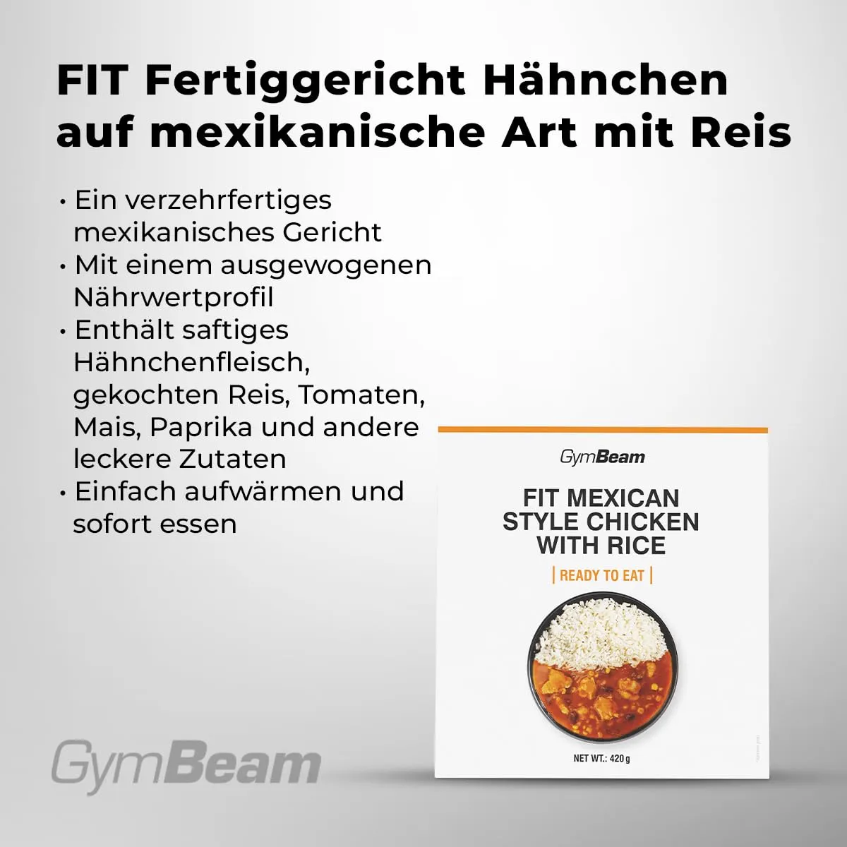 GymBeam Hähnchen Reis Fertiggericht 420 g mexikanisch