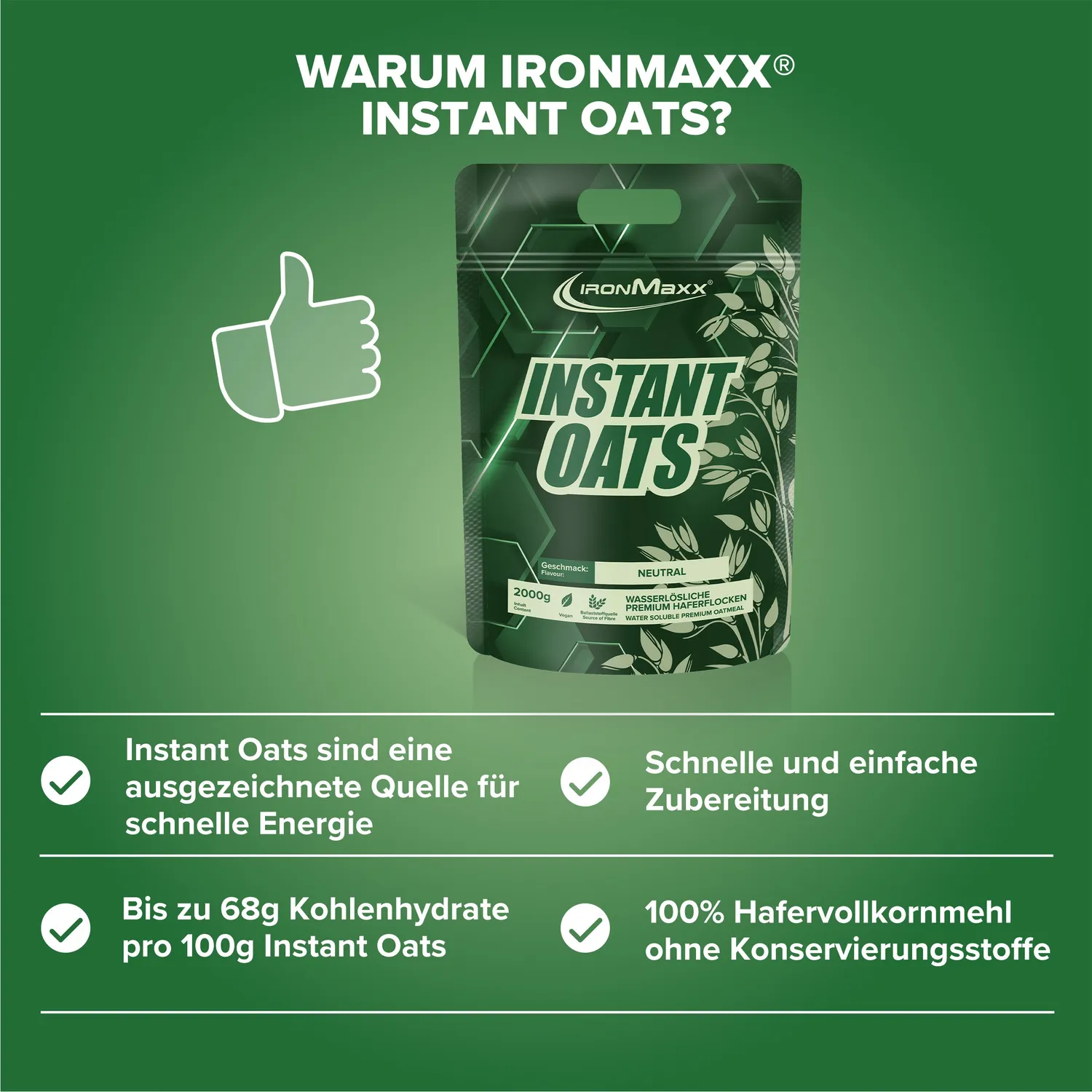 IronMaxx Instant Oats Neutral Haferpulver 2000g