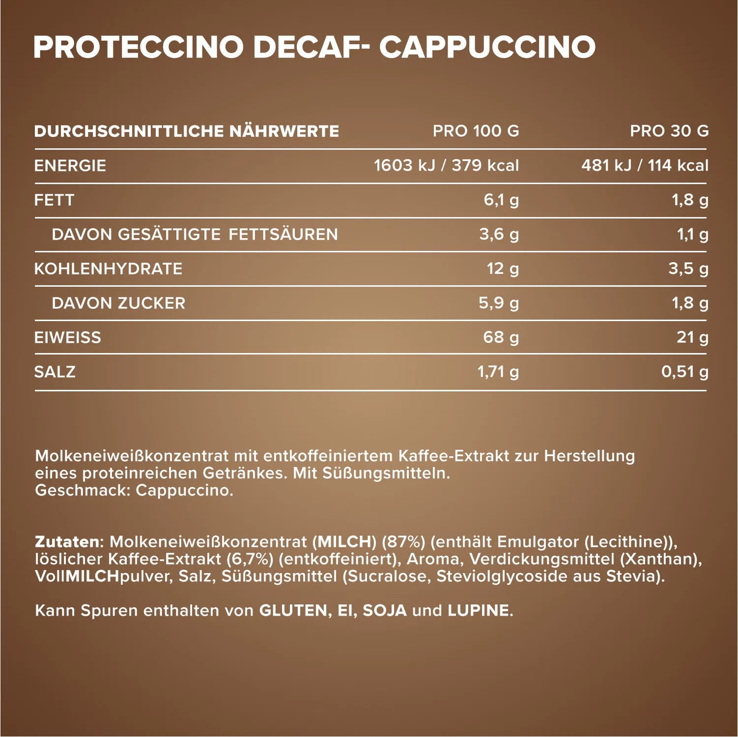 IronMaxx Proteccino Protein Kaffee 500g Decaf Cappuccino zuckerfrei