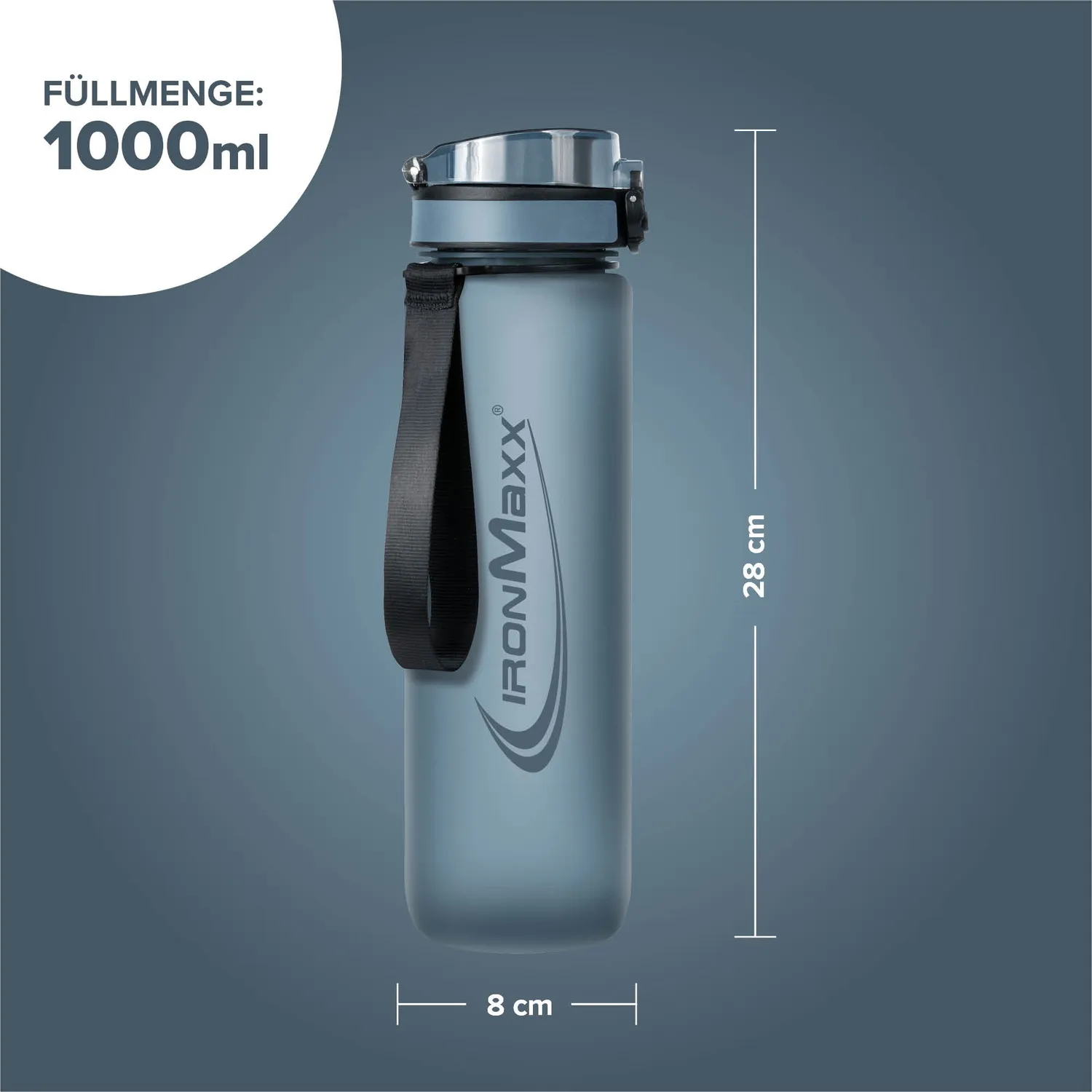 IronMaxx Sport Water Bottle Trinkflasche 1000ml Kyanite Blue