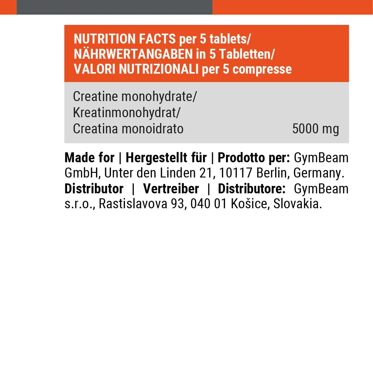 GymBeam Creatin Monohydrat Tabs 300 Tabletten vegan