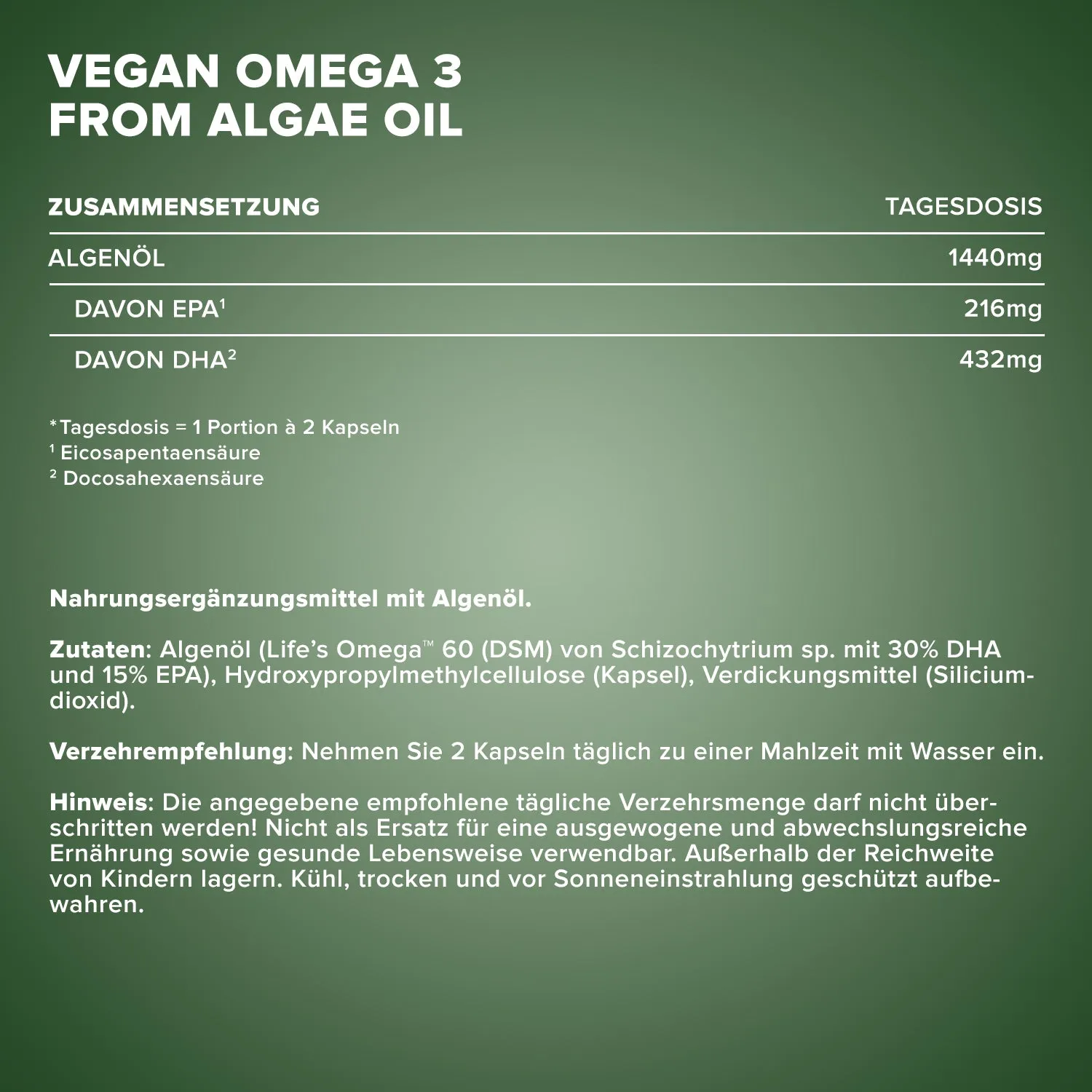 IronMaxx Vegan Omega 3 Algenöl-Kapseln 60 Kapseln