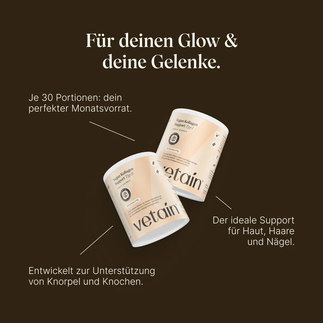 Vetain Kollagen Typ 1 & 2 Bundle vegan mit Shaker