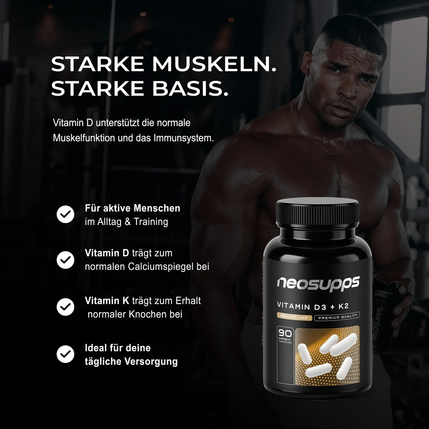Neosupps Vitamin D3 K2 Kapseln 90 Kapseln vegan