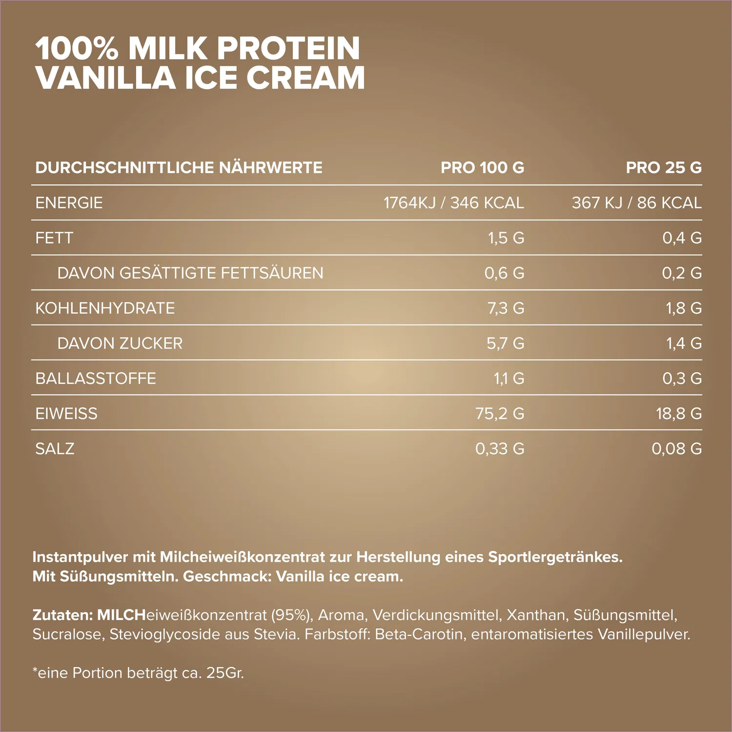 IronMaxx 100% Milk-Protein Pulver 500g Vanilla Ice Cream