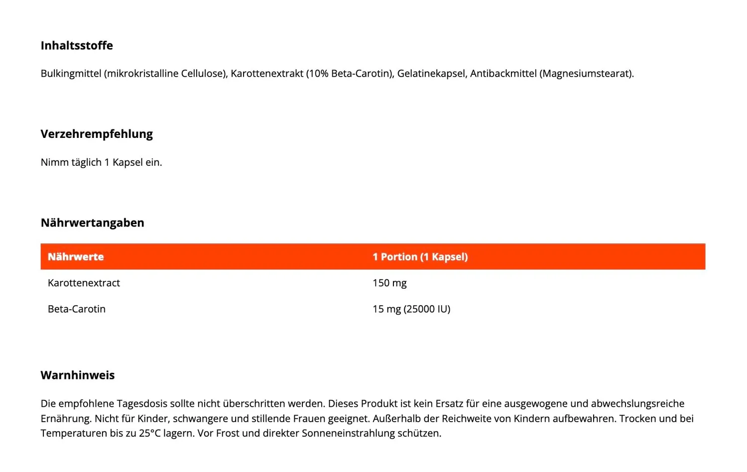 GymBeam Beta-Carotin Kapseln 60 Caps für Haut