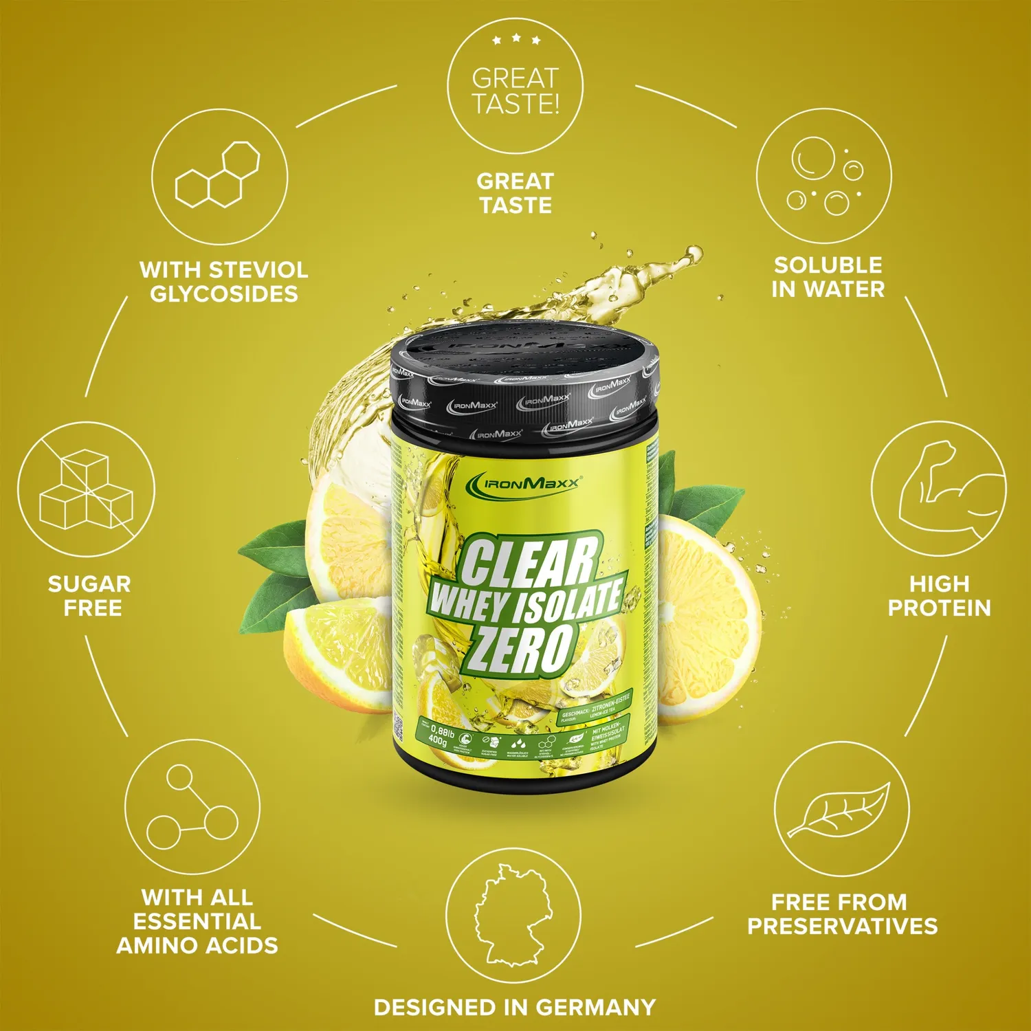 IronMaxx Clear Whey Isolate ZERO Pulver 400g Lemon Ice Tea