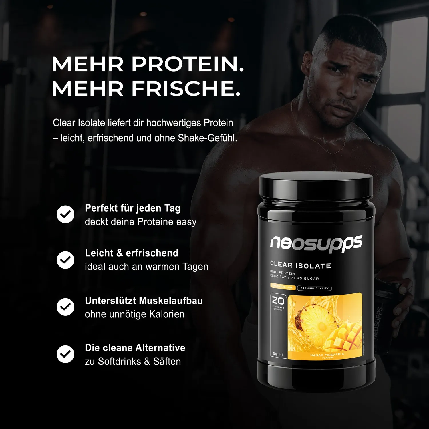 Neosupps Clear Isolate Mango-Pineapple Protein 500g erfrischend