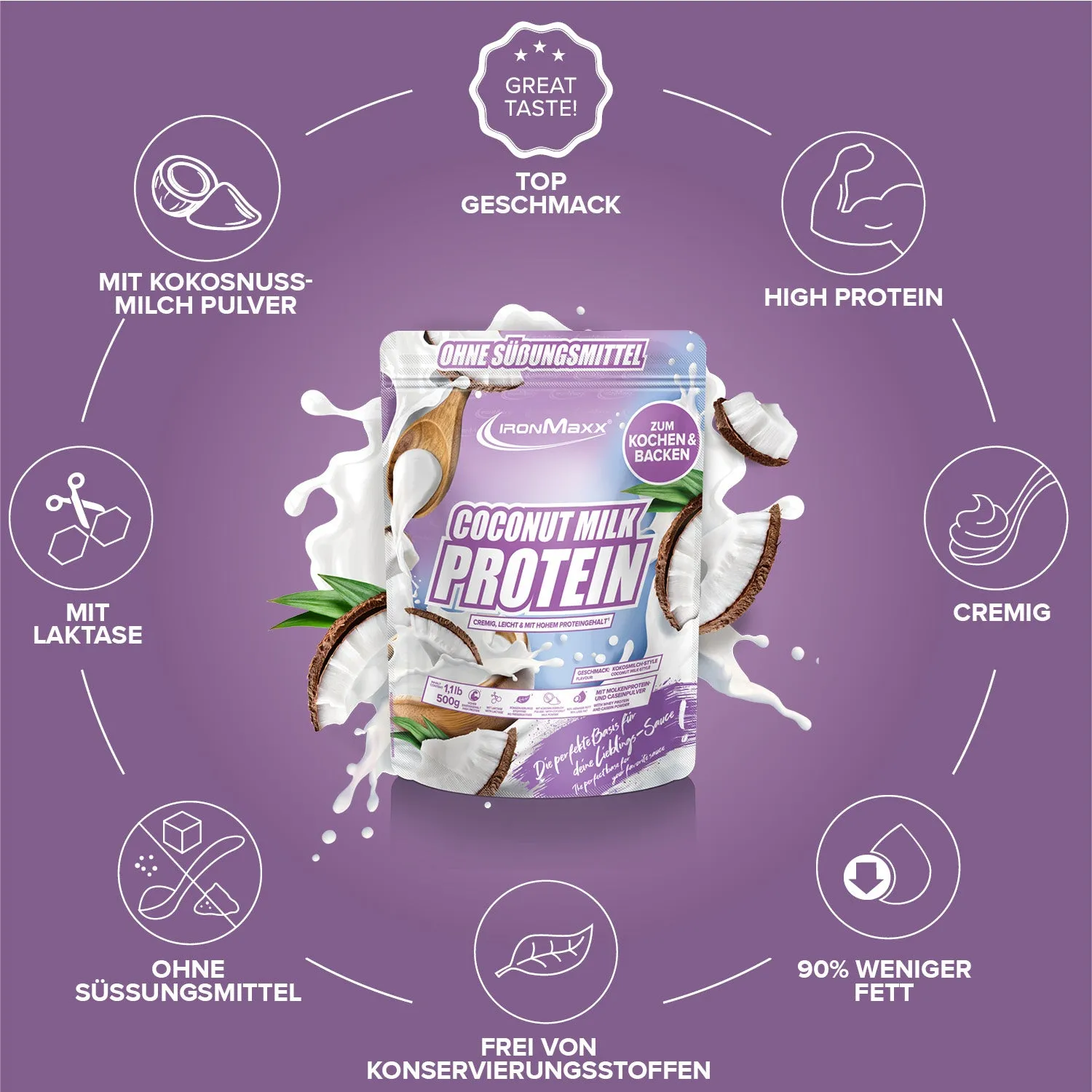 IronMaxx Coconut Milk Protein Pulver 500g Kokosmilch