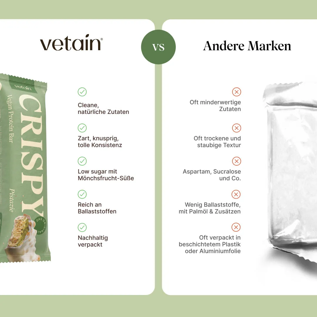 Vetain Crispy Proteinriegel Pistazie vegan knusprig