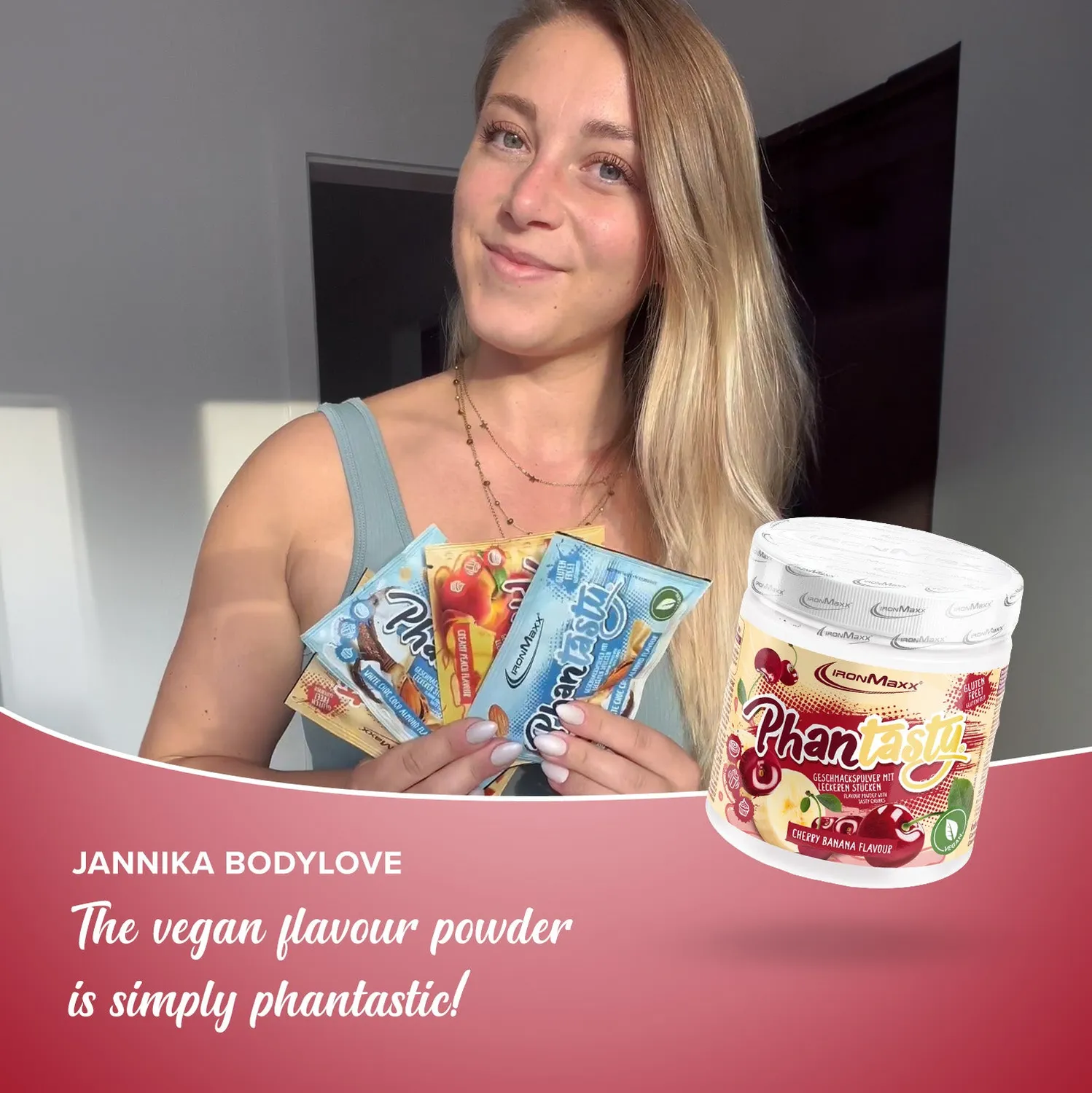 IronMaxx Phantasty Flavour Cherry Banana 250g vegan