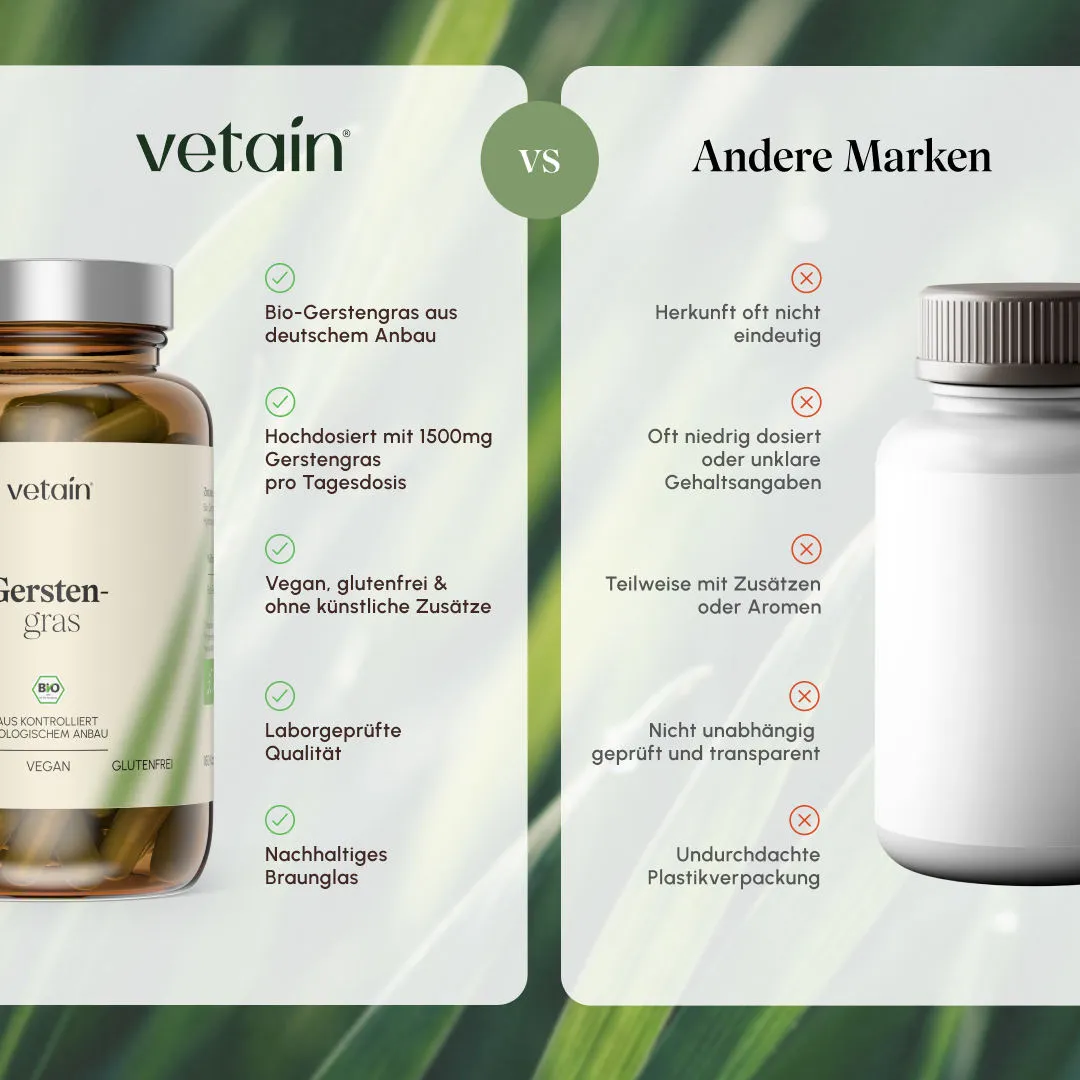 Vetain Bio Gerstengras Kapseln 180 Stück pur vegan