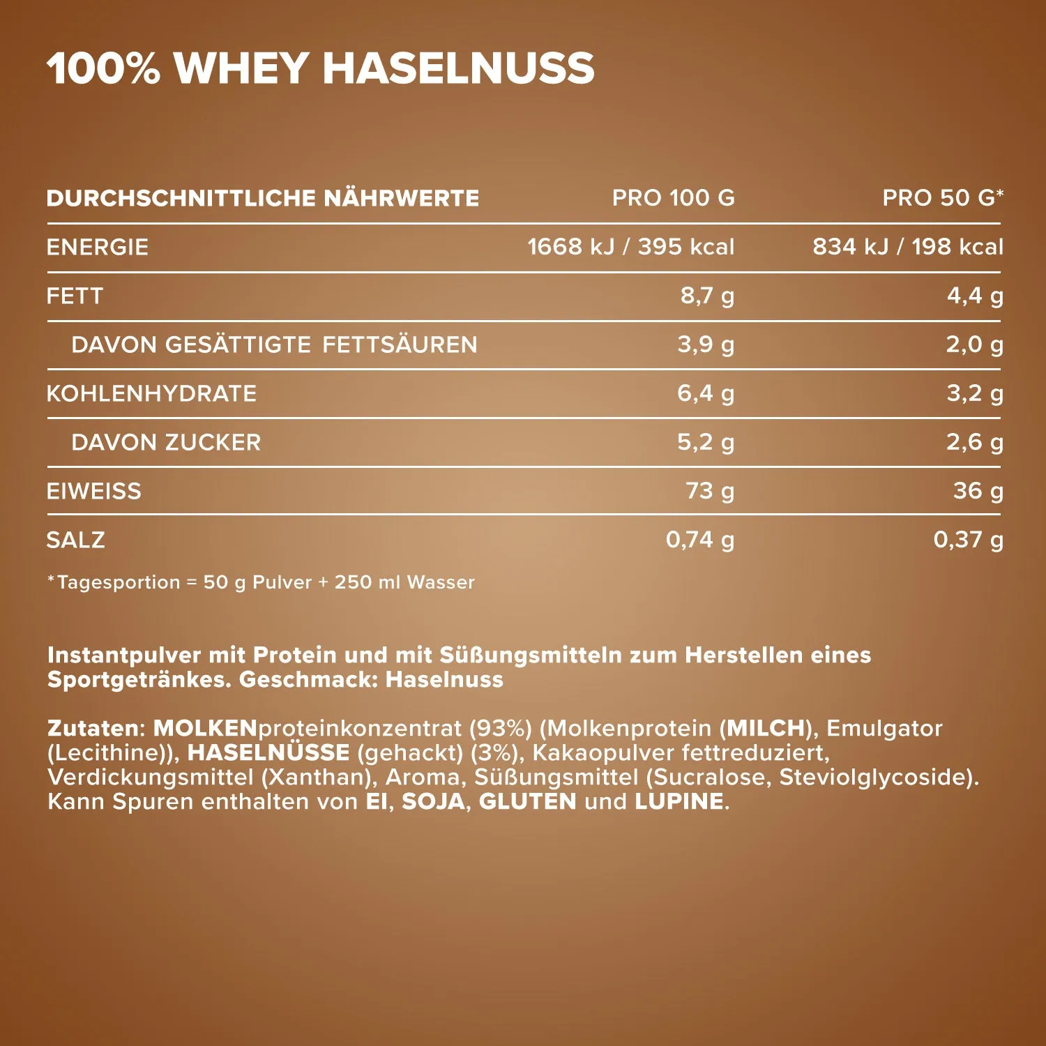 IronMaxx 100% Whey Protein 900g Haselnuss 80% Eiweiß