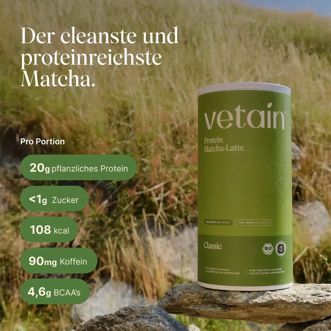 Vetain Vegan Protein Matcha-Latte Proteinpulver 540g Bio