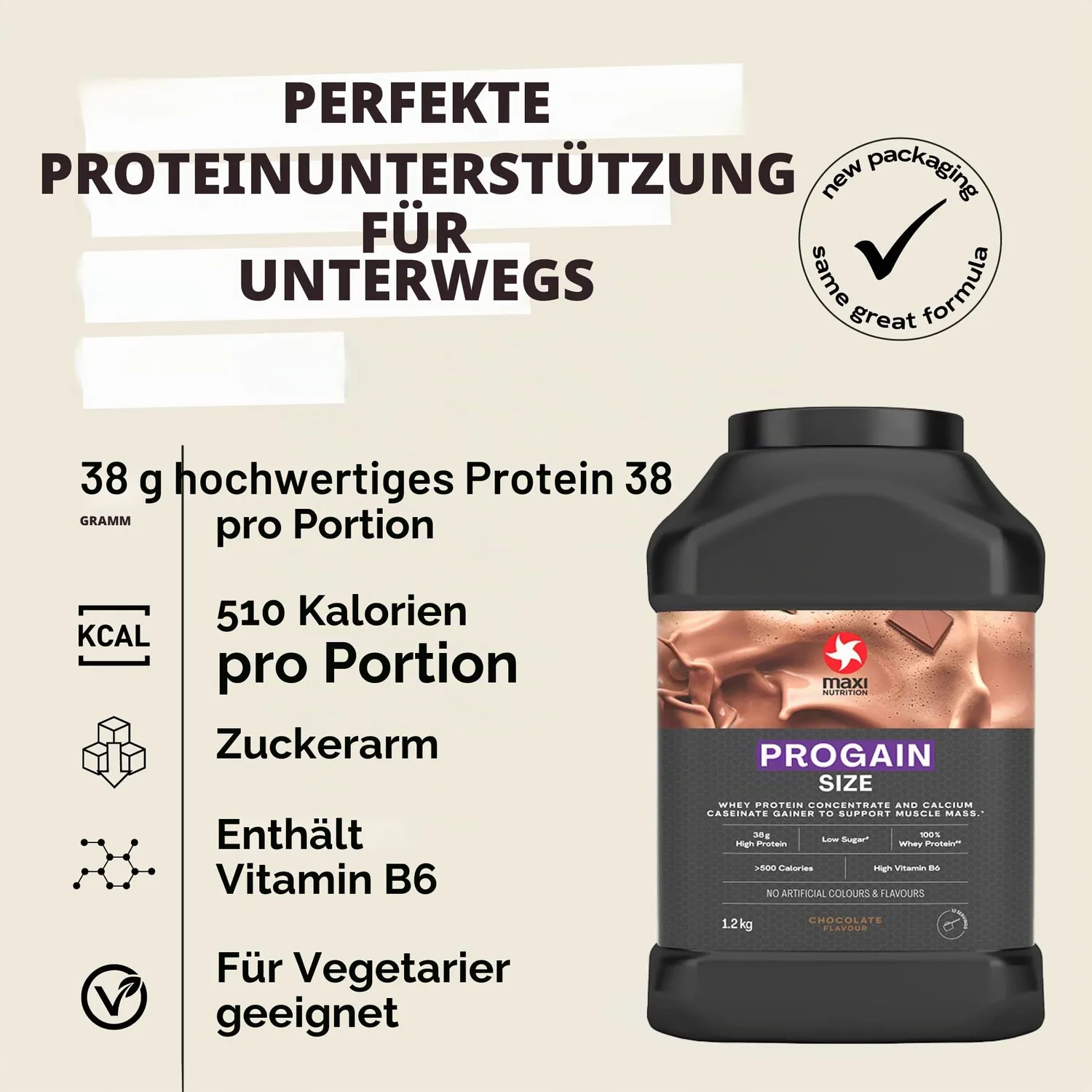 MaxiNutrition Progain Proteinpulver Schokolade für Muskelaufbau