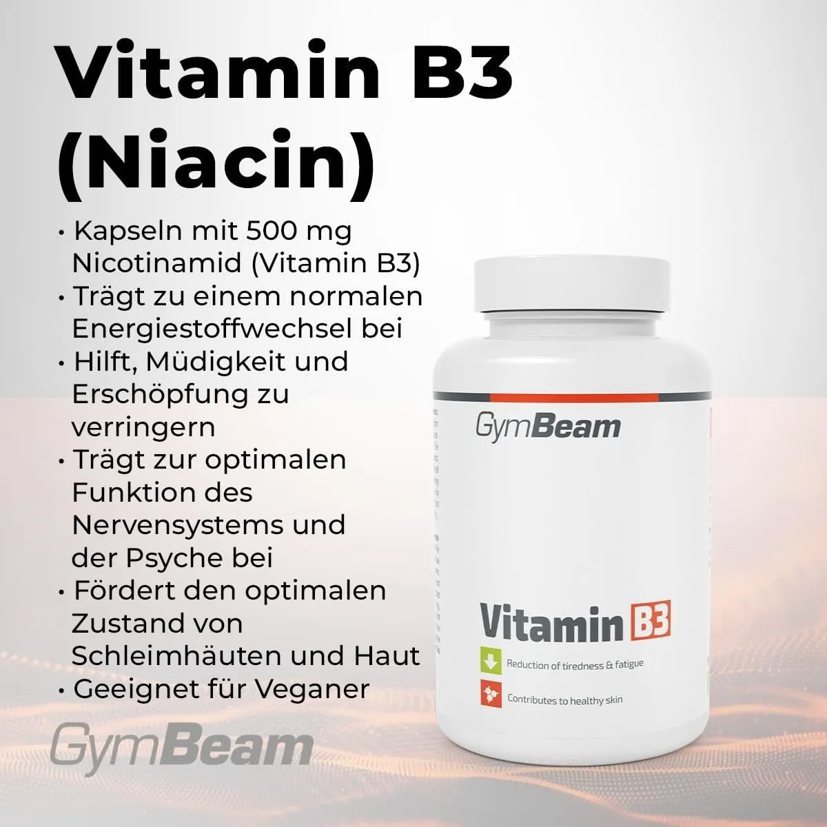 GymBeam Vitamin B3 Niacin Kapseln 90 Stück vegan