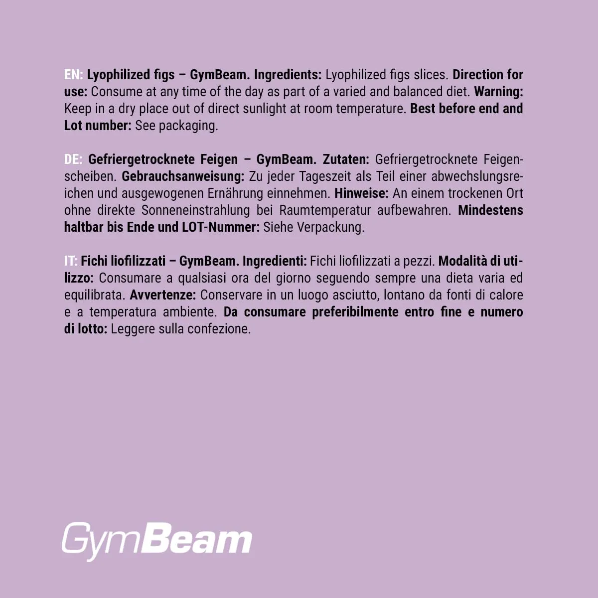 GymBeam Gefriergetrocknete Feigen Snack 100g ohne Zucker