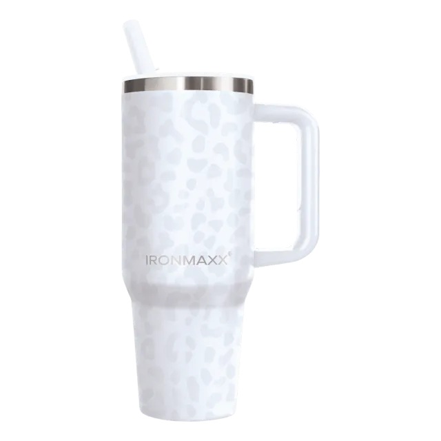 IronMaxx Cup V4.0 Trinkbecher 1200ml Leo-Style White Edelstahl