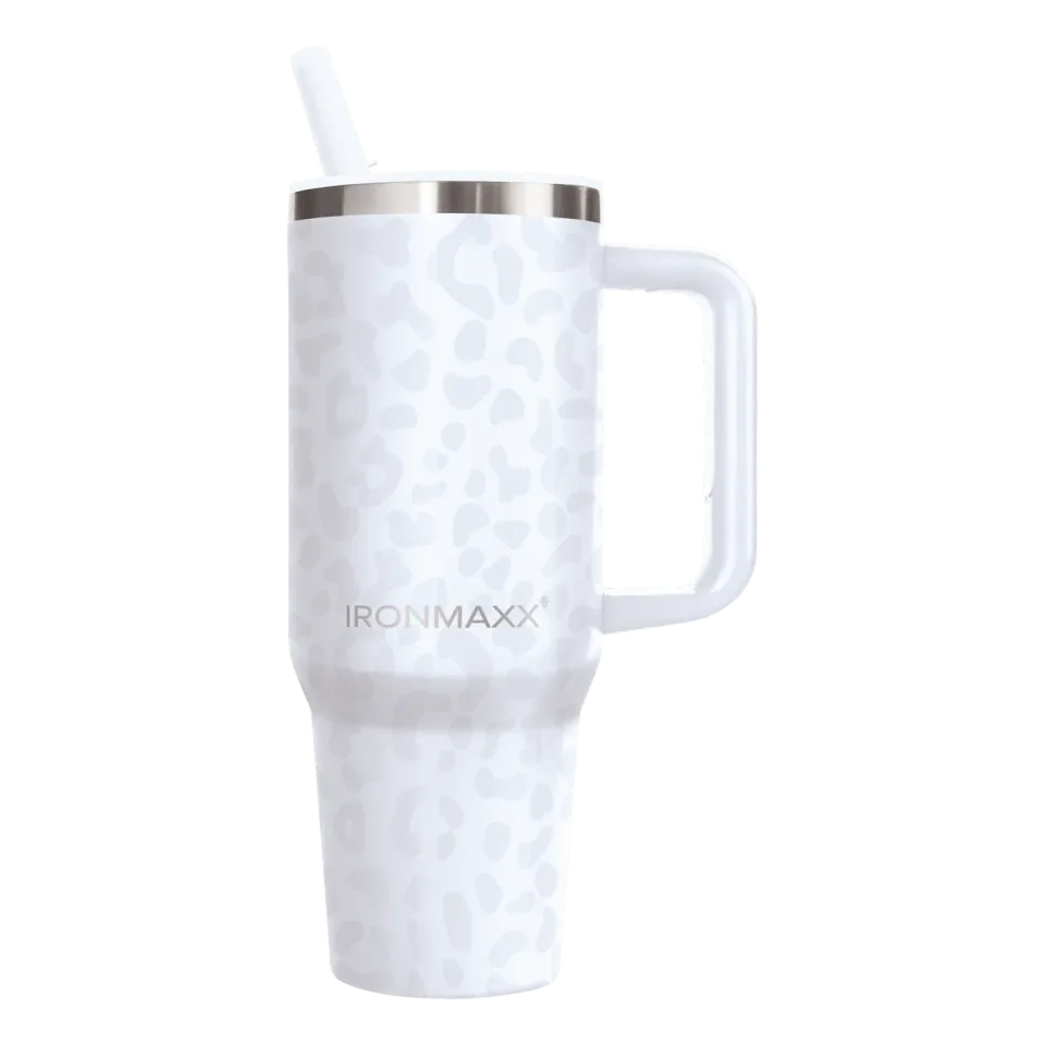 IronMaxx Cup V4.0 Trinkbecher 1200ml Leo-Style White Edelstahl