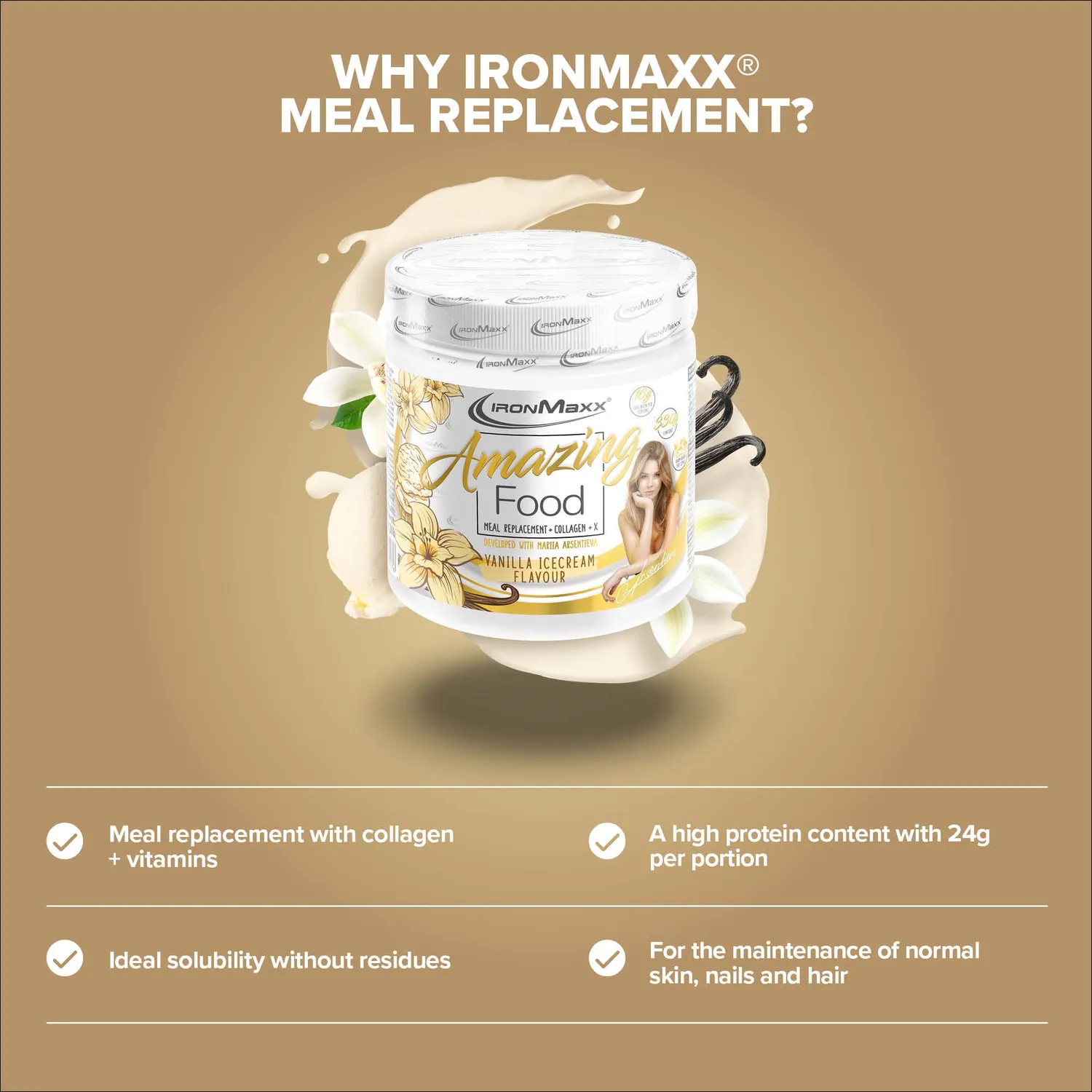 IronMaxx Amazing Food Pulver 330g Vanilla Ice Cream Diät