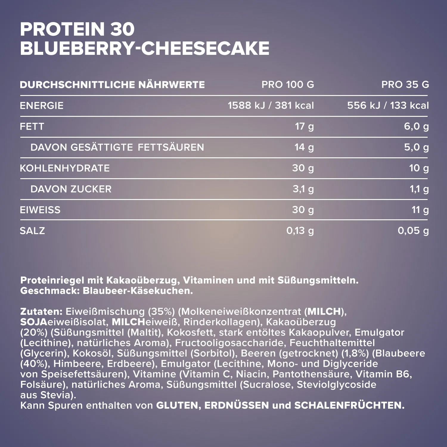 IronMaxx Protein 30 Proteinriegel 35g Blueberry Cheesecake High Protein