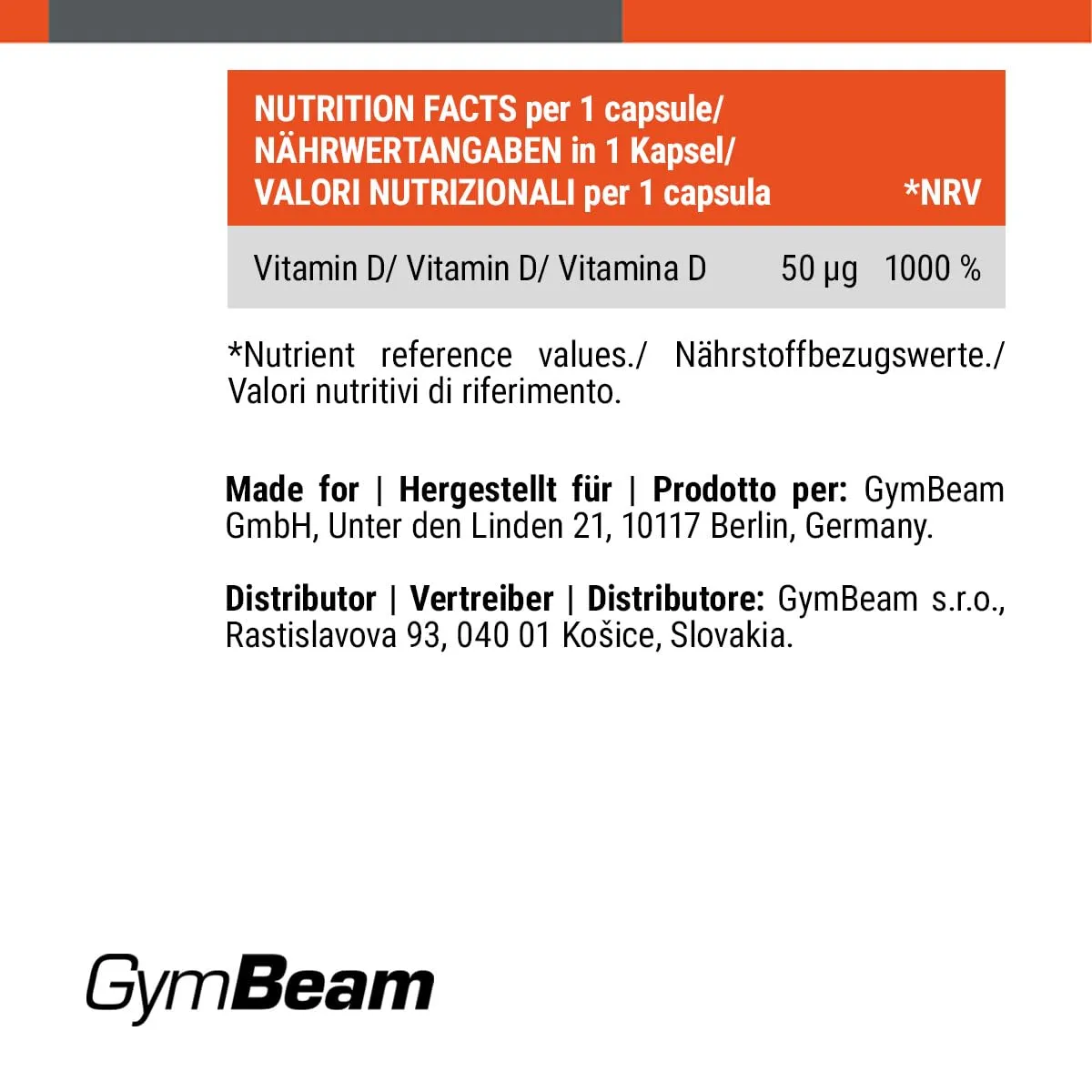 GymBeam Vitamin D3 2000 IU Kapseln 60 caps