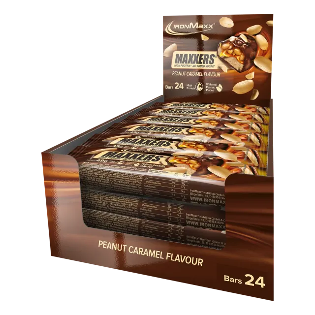 IronMaxx Maxxers Proteinriegel Peanut Caramel 24x49g o. Zuckerzusatz