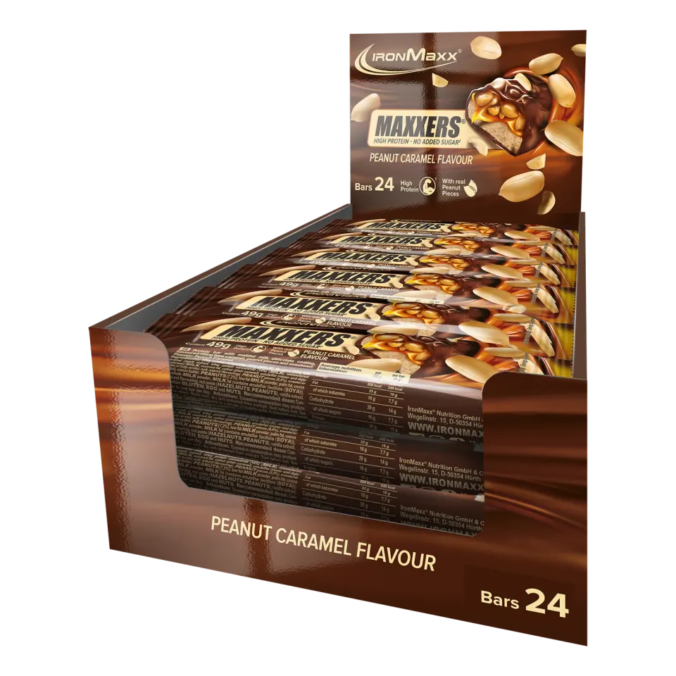 IronMaxx Maxxers Proteinriegel Peanut Caramel 24x49g o. Zuckerzusatz