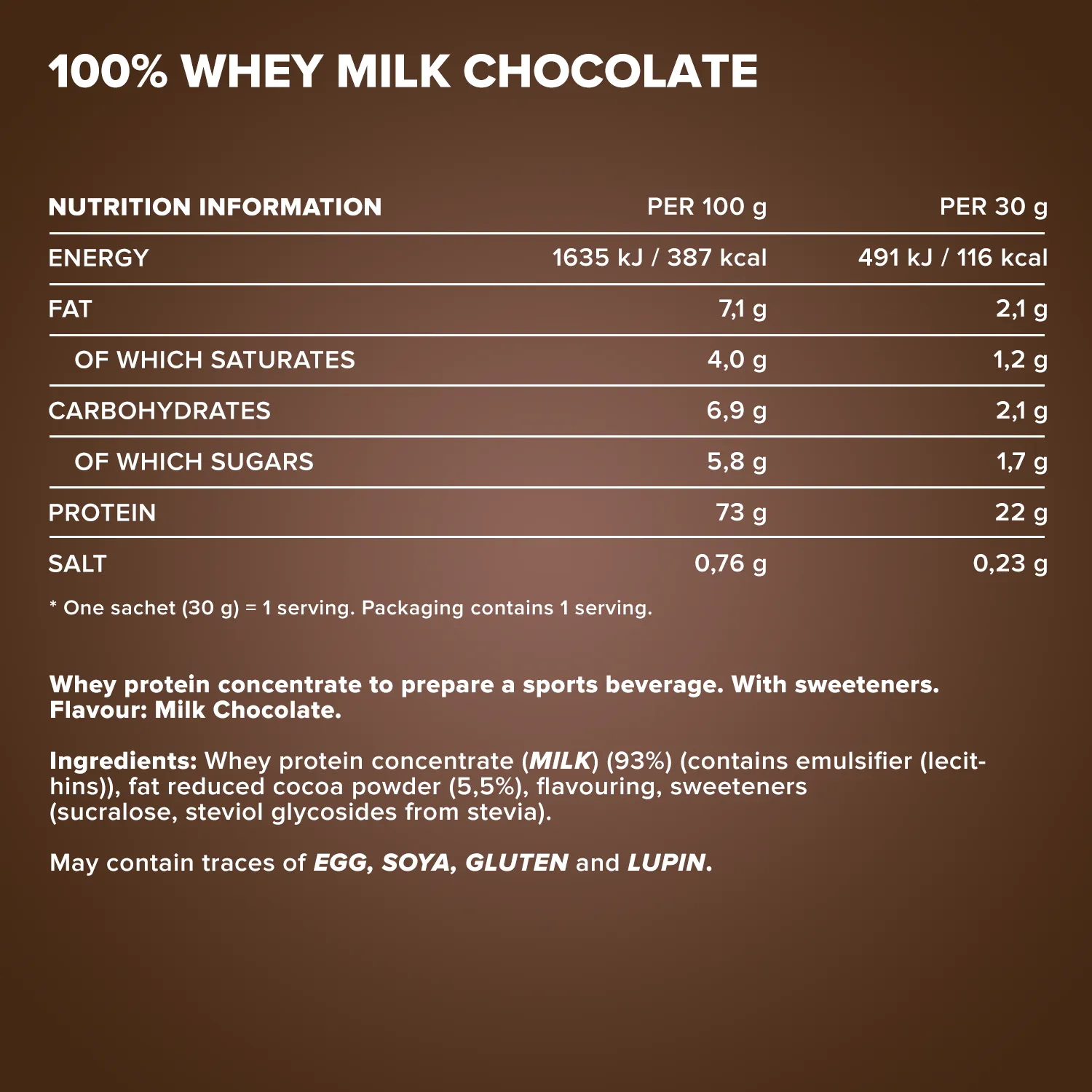 IronMaxx 100% Whey Protein Pulver 10x30g Milchschokolade zum Testen