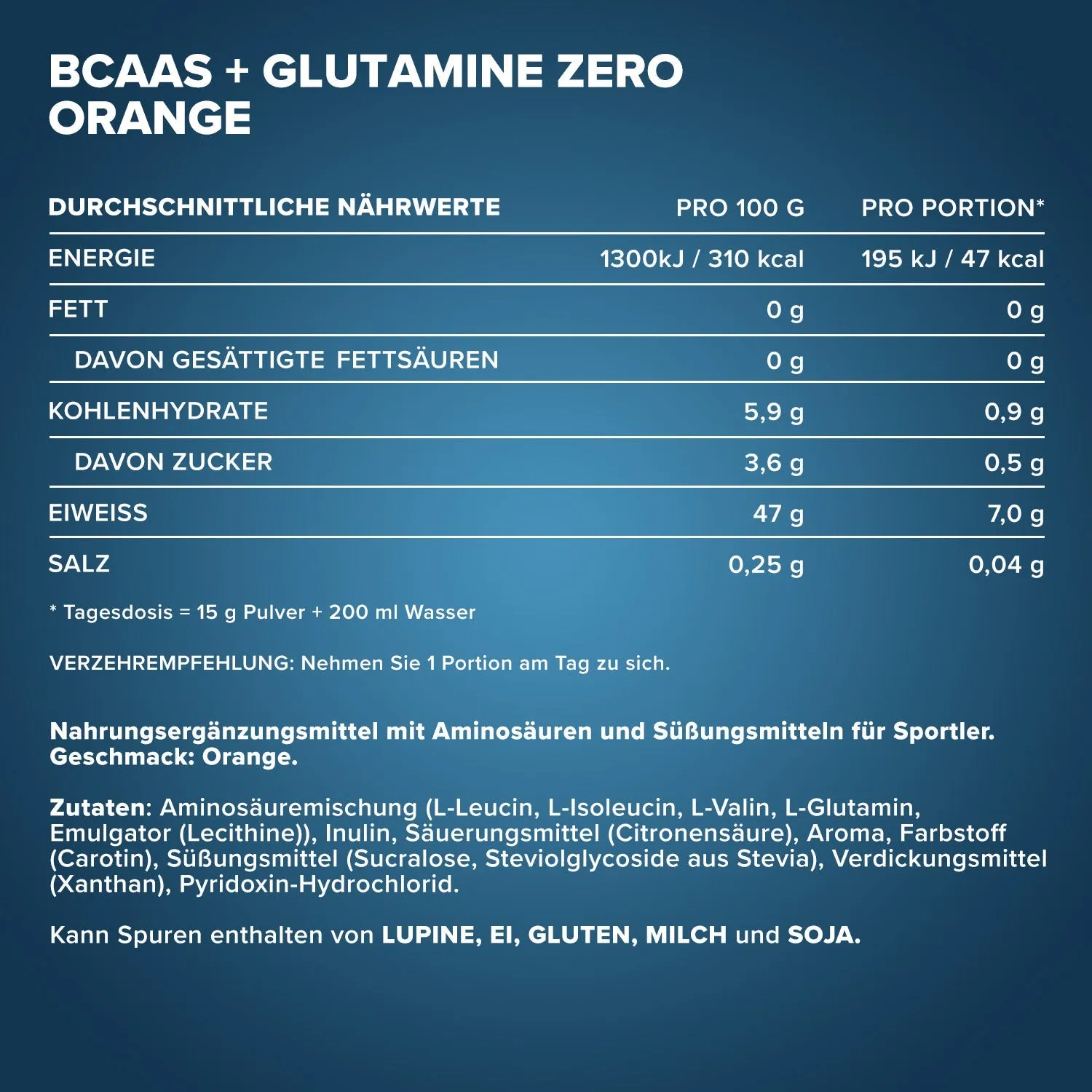 IronMaxx BCAAs + Glutamine Zero Pulver Orange 500g zuckerfrei