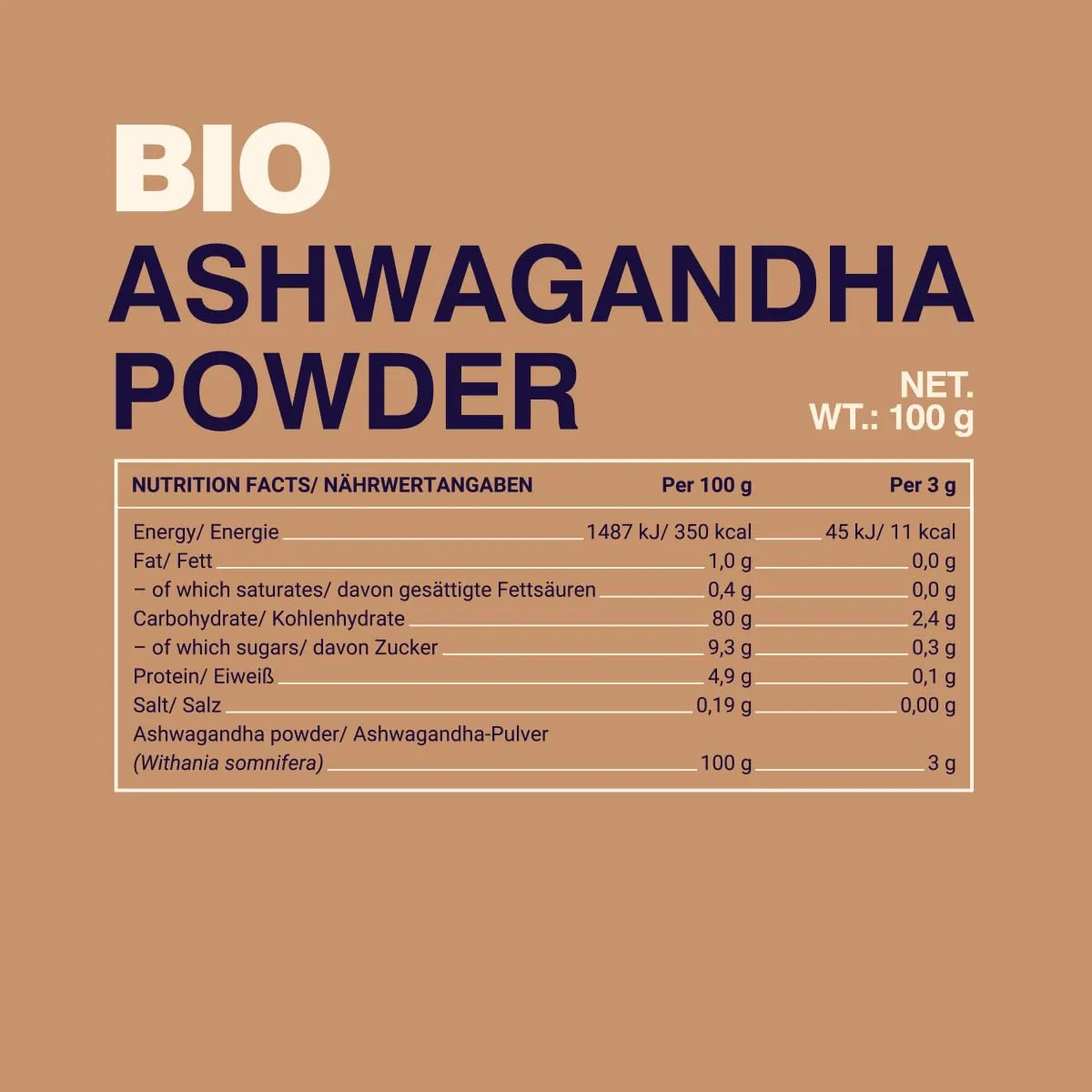 GymBeam Bio-Ashwagandha Pulver Stress 100g vegan