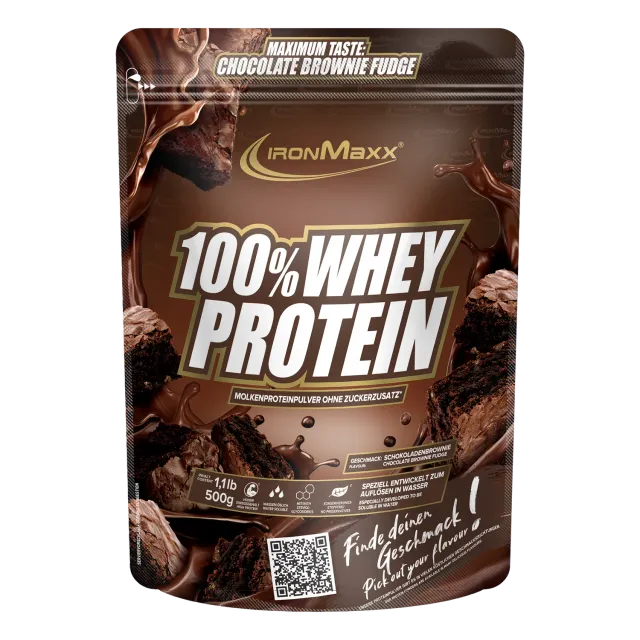 IronMaxx 100% Whey Protein Pulver 500g Brownie Fudge 80% Eiweiß