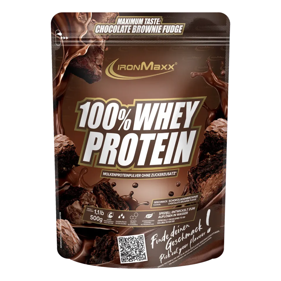 IronMaxx 100% Whey Protein Pulver 500g Brownie Fudge 80% Eiweiß