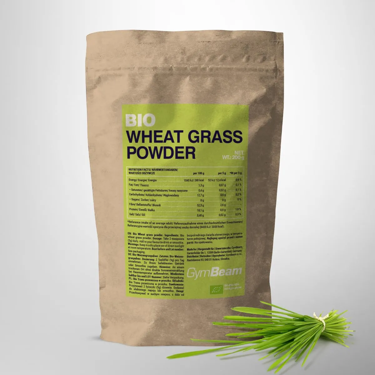 GymBeam BIO Weizengras Pulver 200g vegan