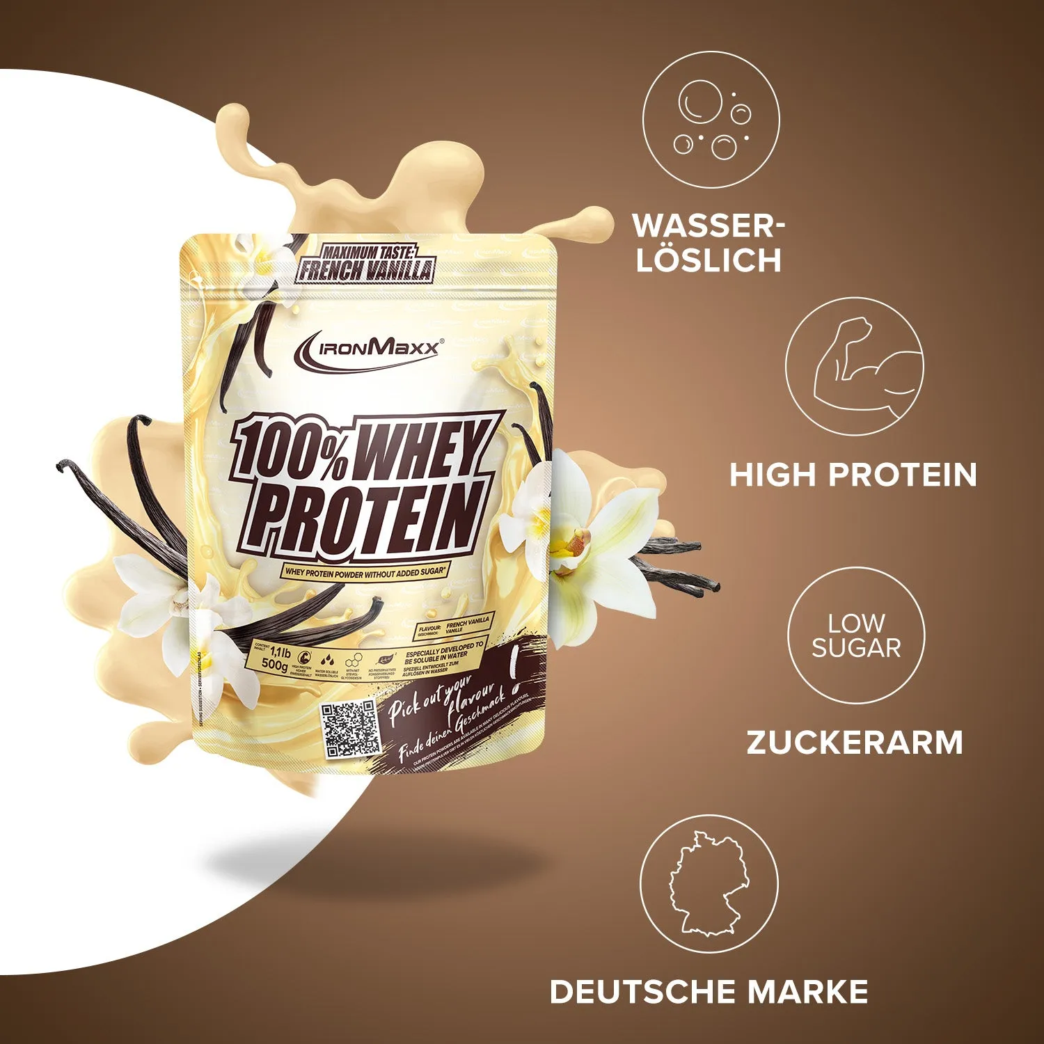 IronMaxx 100% Whey Protein Pulver 500g French Vanilla