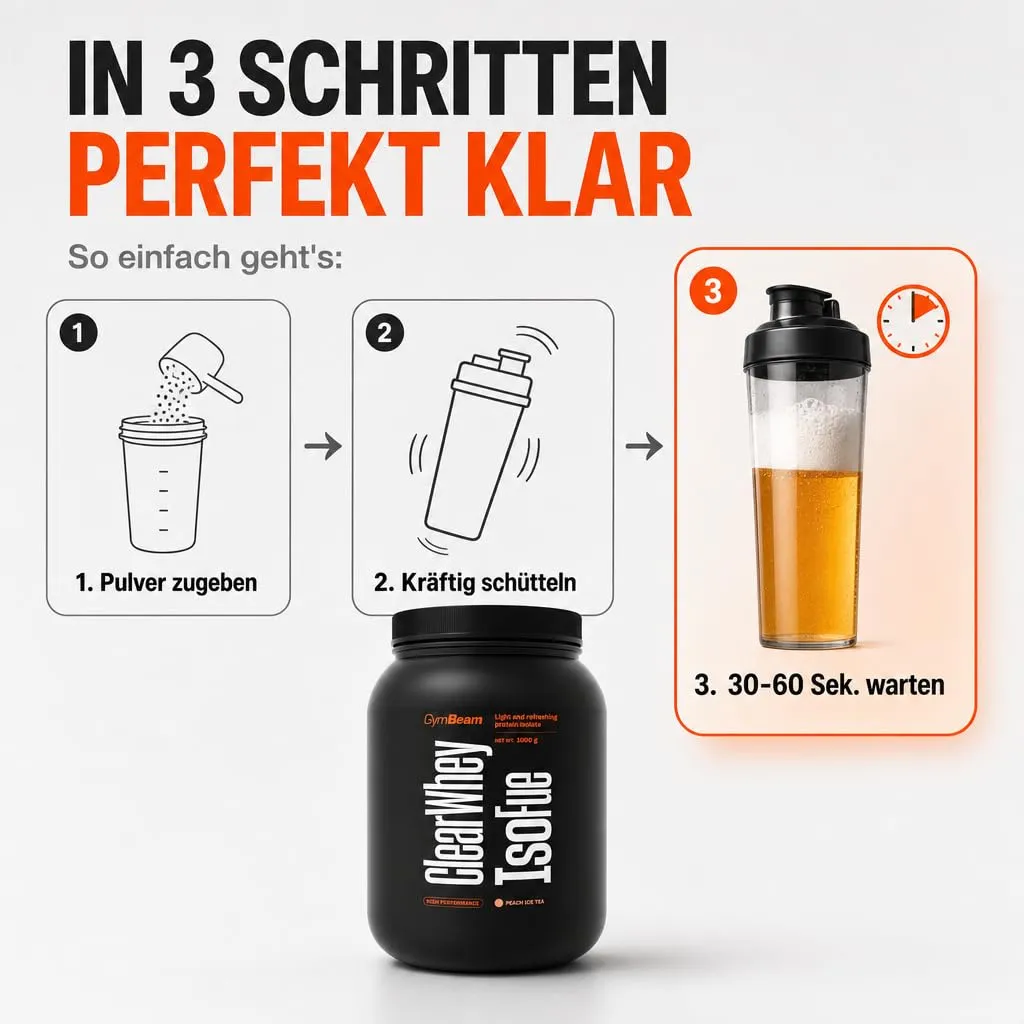 GymBeam IsoFue Clear Whey Proteinpulver Green Apple 500g leicht