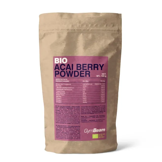 GymBeam Bio Acai Pulver 100 g vegan Ballaststoffe
