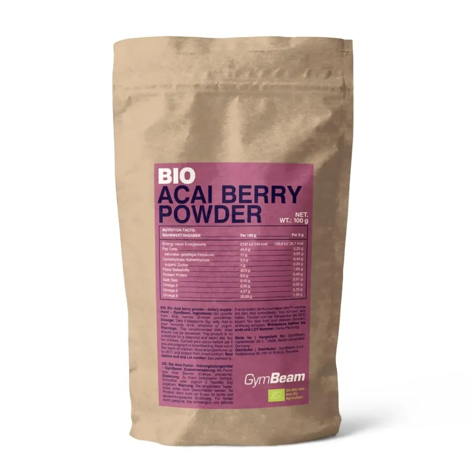 GymBeam Bio Acai Pulver 100 g vegan Ballaststoffe