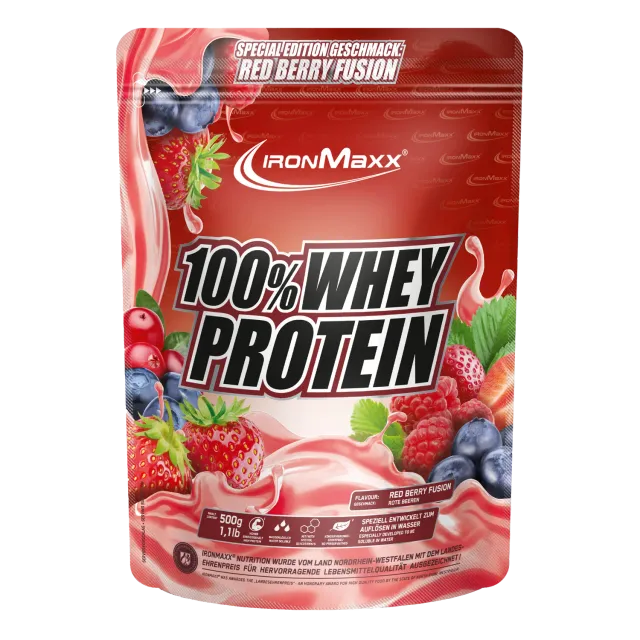 IronMaxx 100% Whey Protein 500g Red Berry Fusion zuckerfrei