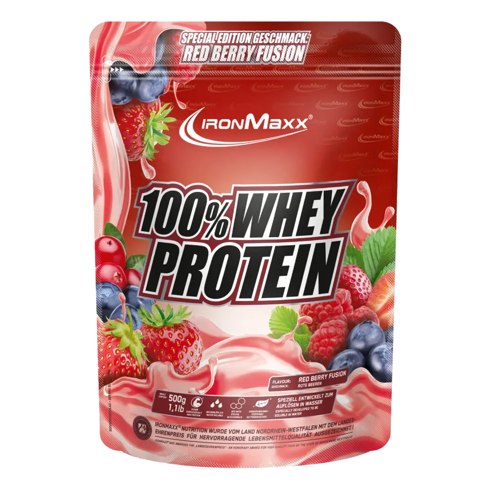 IronMaxx 100% Whey Protein 500g Red Berry Fusion zuckerfrei