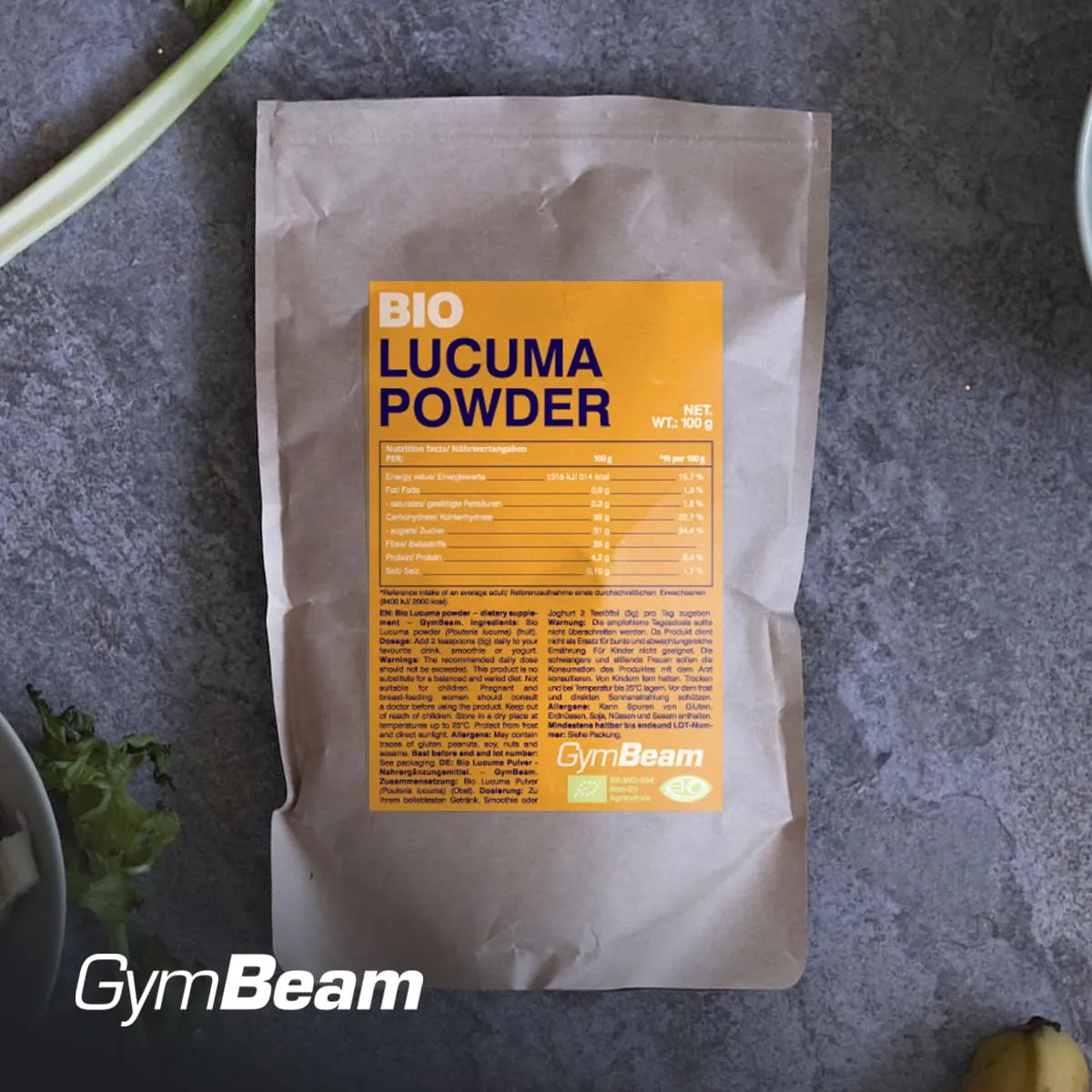 GymBeam BIO Lucuma Pulver 100 g ballaststoffreich