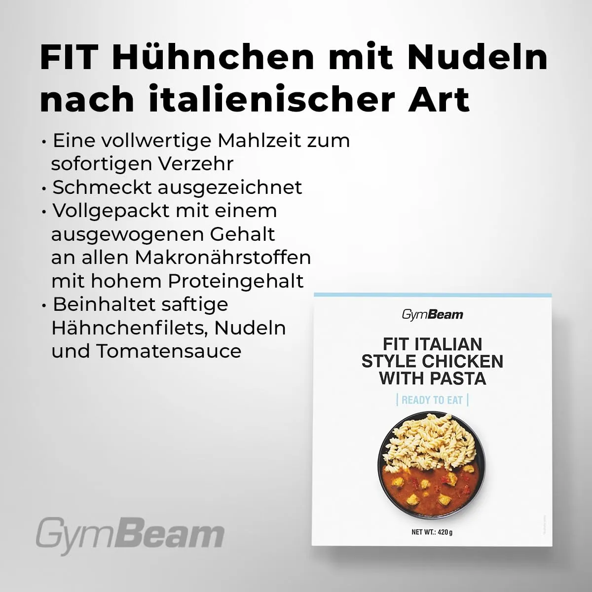 GymBeam FIT Hähnchen mit Nudeln Fertigmahlzeit 420 g proteinreich