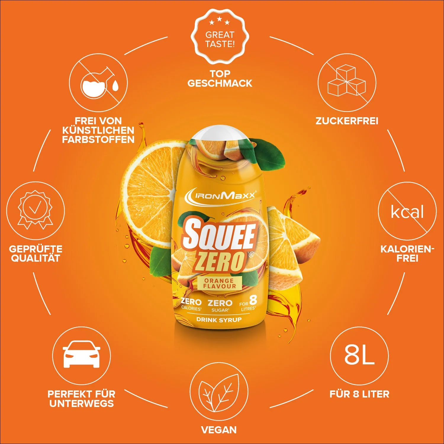 IronMaxx SqueeZero Getränkekonzentrat Orange 65ml zero