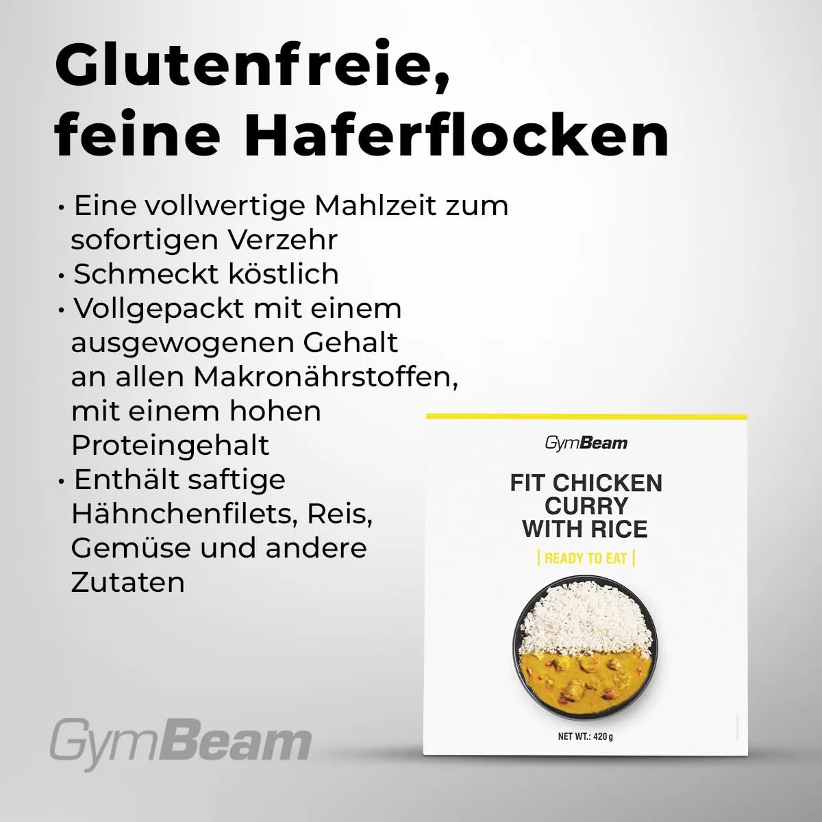 GymBeam FIT Hähnchen Curry Reis 420g Fertigmahlzeit