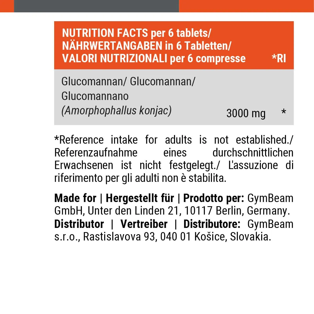 GymBeam Glucomannan Kapseln Konjak 120 Stück Vegan