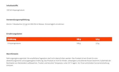 GymBeam D-Asparaginsäure Pulver 250g Testosteron