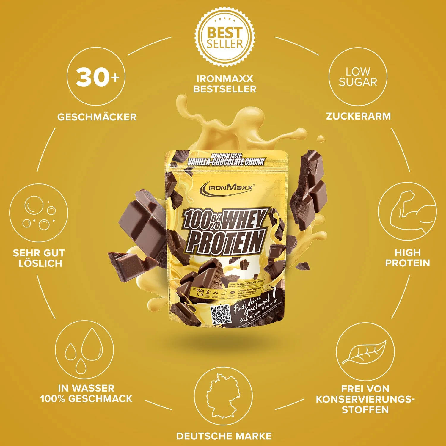 IronMaxx 100% Whey Protein Pulver 500g Vanilla-Choco