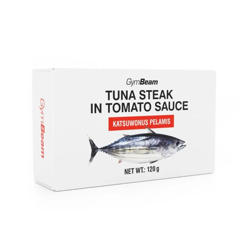GymBeam Thunfischsteak Tomatensauce Dose 120 g proteinreich