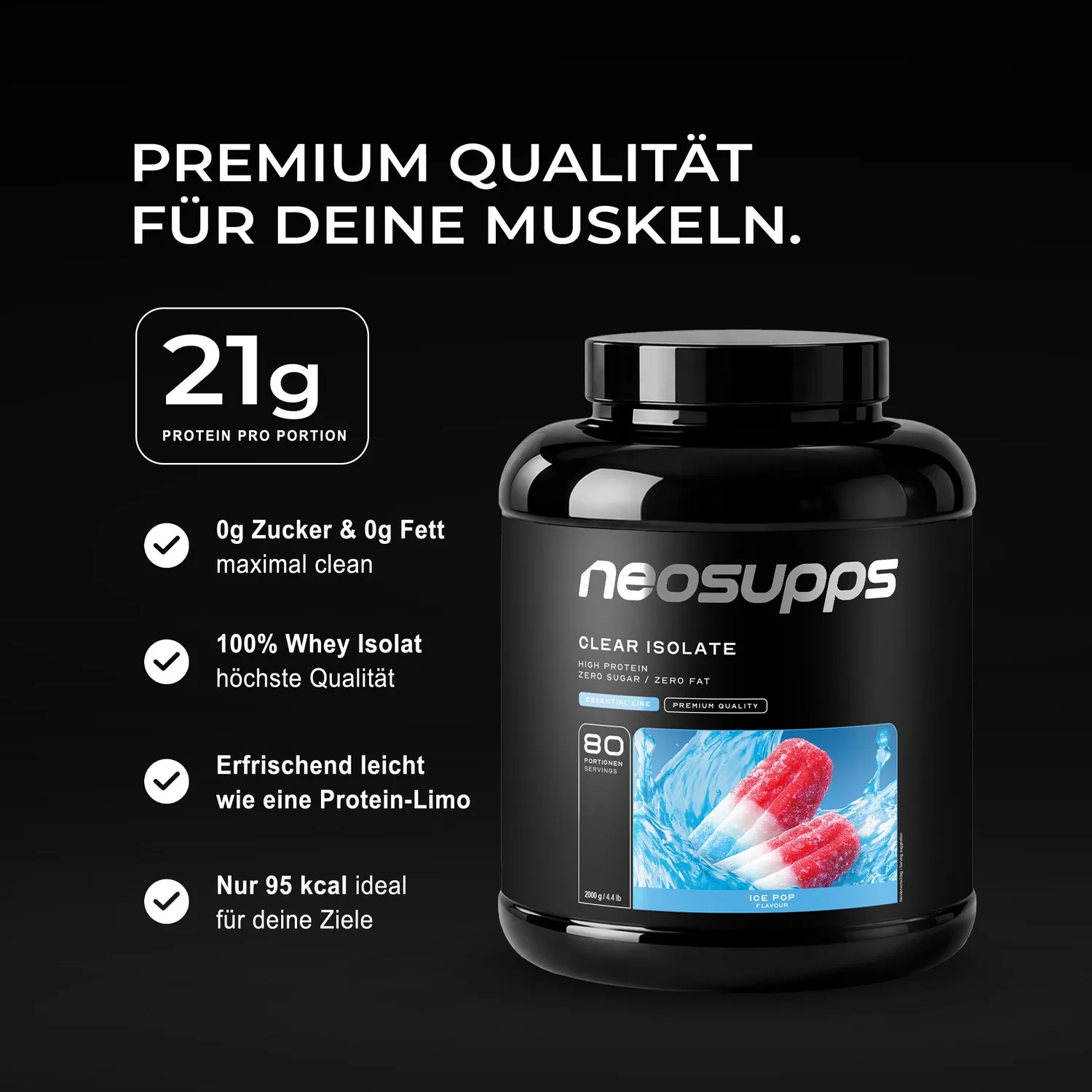 Neosupps Clear Isolate Protein 2000g Ice Pop zuckerfrei